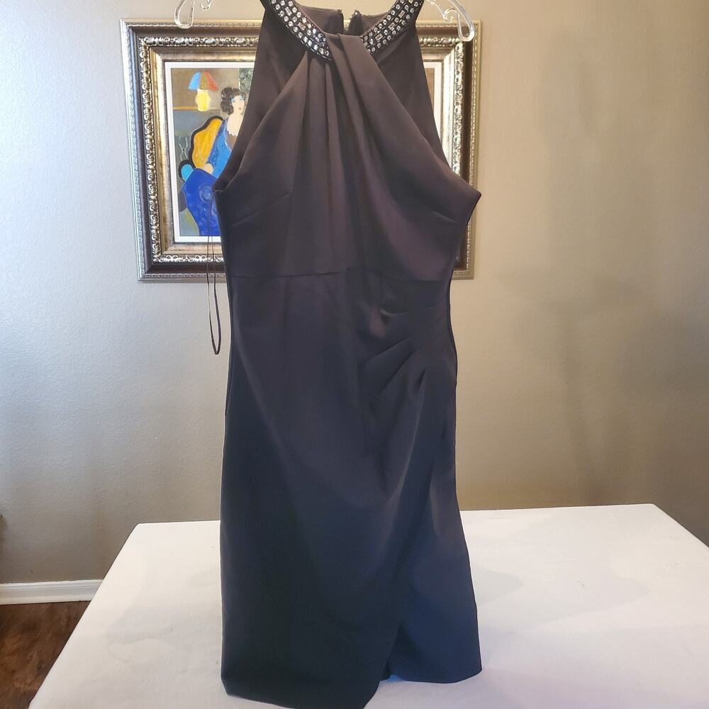 Alex Evenings Womens Gray Halter Dress Formal Evening Mother of Bride Size 16
